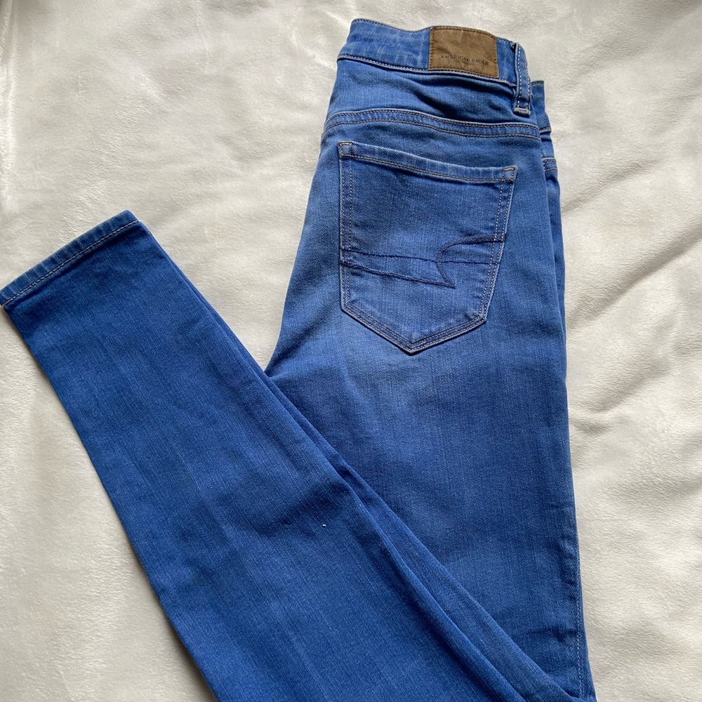 High rise skinny jeans mid wash